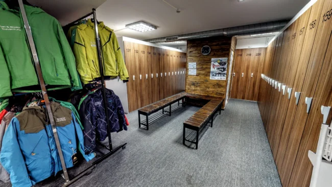 Modern heated ski locker rental in Bansko with RFID lift pass access and boot drying system